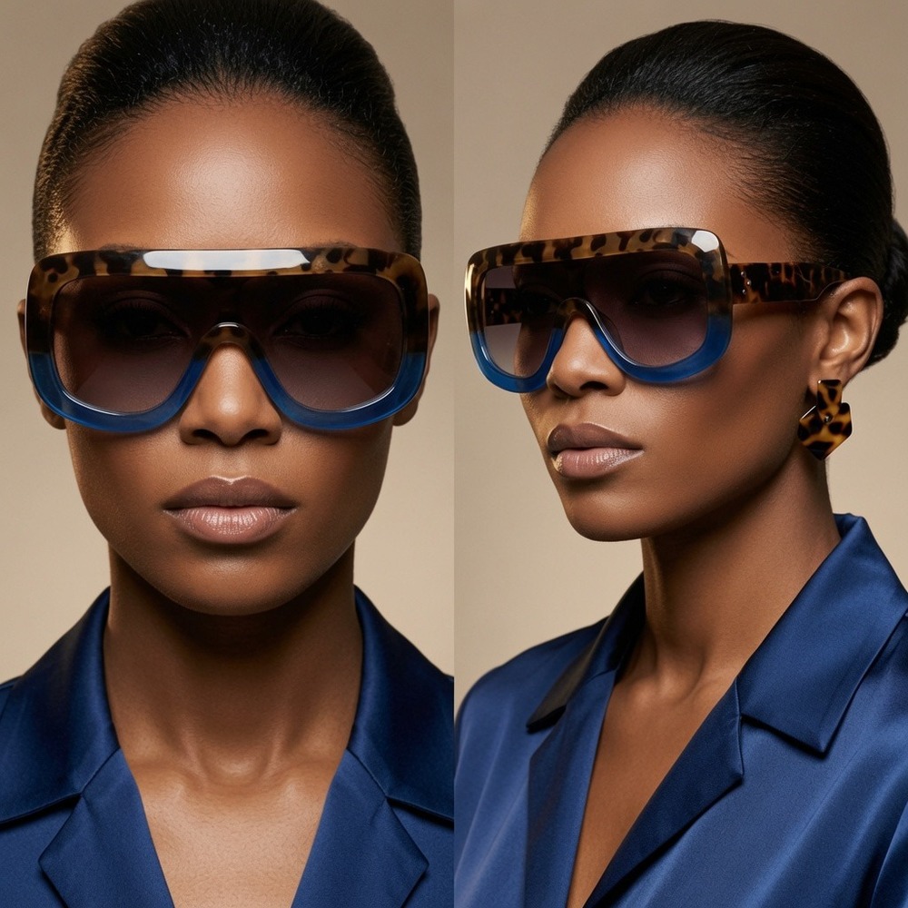 Oversized Sunglasses Women's‎ Fashion Shield Visor Flat Top Shades Lentes Gafas